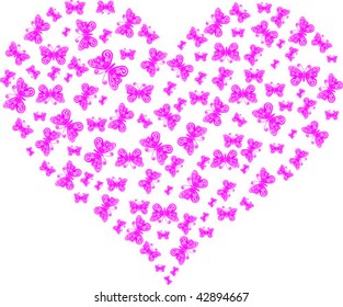 pink butterfly heart