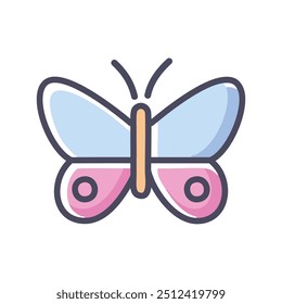 Icono de mariposa rosa. Lindo icono de mariposa rosa y azul, ideal para proyectos de marca y diseño.