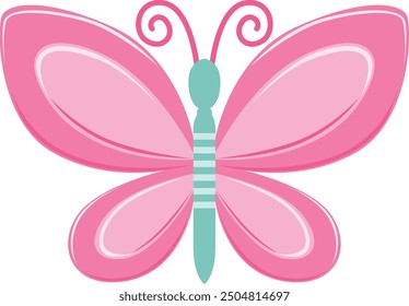 Icono de mariposa rosa. Insecto volador alado de verano