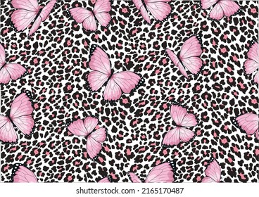 pink butterfly and leopard design 