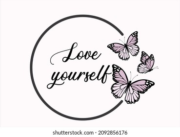 pink butterfly lettering hand drawn design