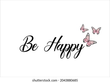 pink butterfly lettering typography design