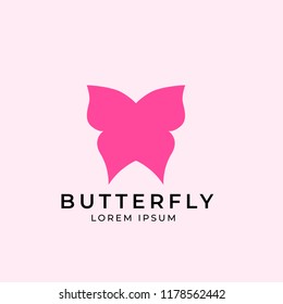 pink butterfly logo vector icon