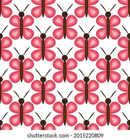 Fondo de patrón de mariposa rosada. Patrón sin foco. Fondo vectorial. Papel envuelto.