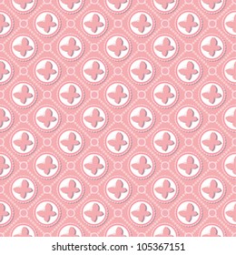 Pink butterfly pattern. Vector art.