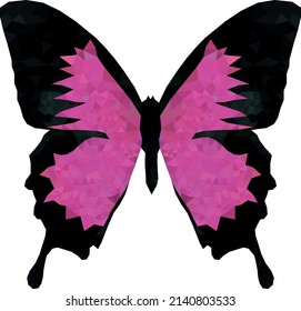 Pink butterfly, polygonal art, butterflies, triangles, pink