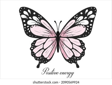 pink butterfly positive energy vector art