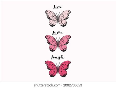 pink butterfly positive vector art hand drawn