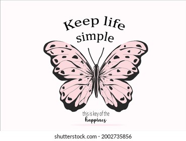 pink butterfly positive vector art hand drawn