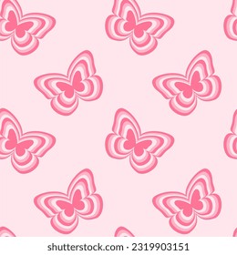 Pink butterfly repeat seamless pattern background