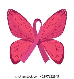 pink butterfly with ribbon icon