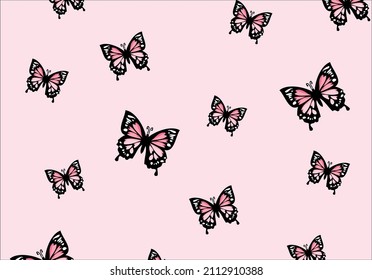 pink butterfly seamless print design vector