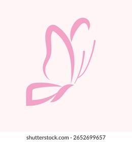 Silhueta de borboleta rosa com design minimalista e elegante. Sua cor suave e forma graciosa refletem a beleza e delicadeza das flores de cerejeira. 