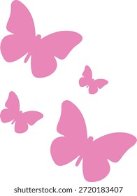 Pink Butterfly Silhouette vector, Simple Butterfly Shapes for Nursery Wall Art