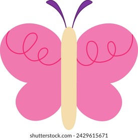 a pink butterfly. Spring season. Vector and illustration. Ready to use. Easy to customize.