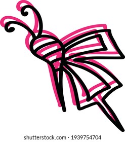 Pink butterfly with a sting, illustration, vector on a white background