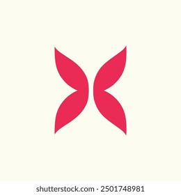 Pink with Butterfly Style X Letter Logo Design Brand