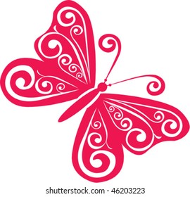 pink butterfly - vector