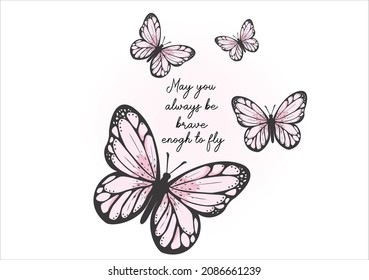 pink butterfly vector art deisgn hand drawn
