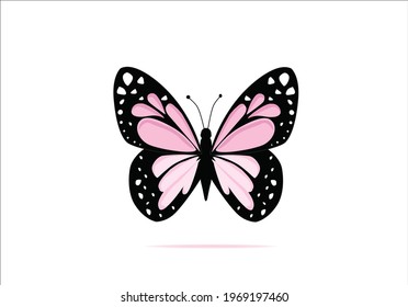 pink butterfly vector art design