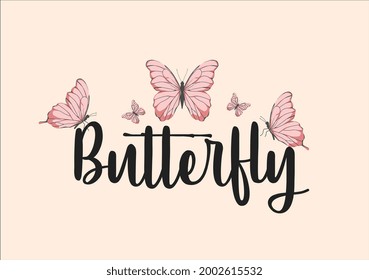 pink butterfly vector art design hand drawn