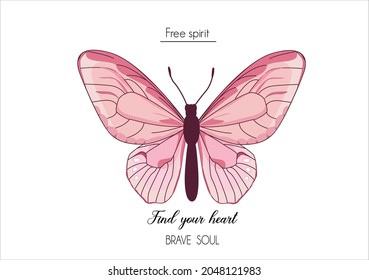 pink butterfly vector art design hand drawn 