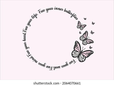 pink butterfly vector art design hand drawn