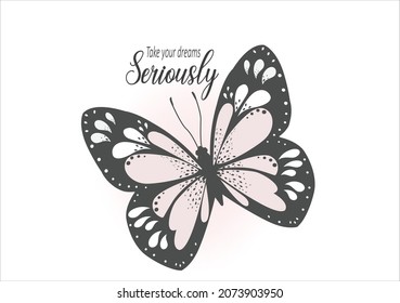 pink butterfly vector art design hand drawn