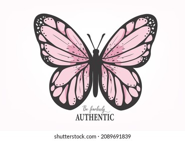 pink butterfly vector art design hand drawn design