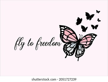 pink butterfly vector design drawn