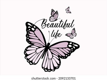 pink butterfly vector design hand drawn