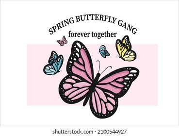 pink butterfly vector hand drawn design art