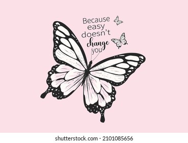 diseño de vectores de mariposa rosa dibujado a mano