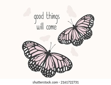 pink butterfly vector hand drawn design