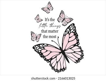 pink butterfly vector hand drawn design