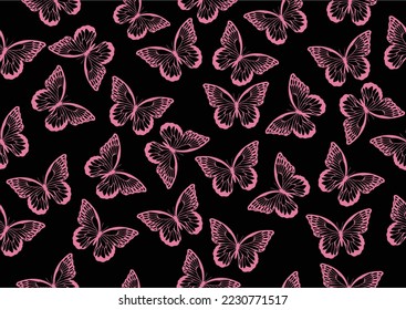 vector de mariposa rosa dibujado a mano