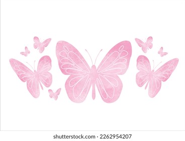 pink butterfly vector hand drawn design