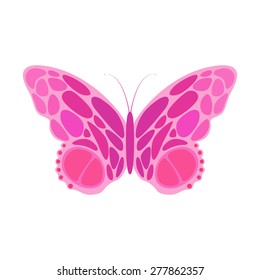 Pink Butterfly. Vector icon logo illustration.