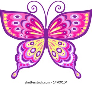 Pink Butterfly Vector Illustration