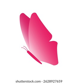 Pink butterfly vector illustration. Butterfly icon in flat style