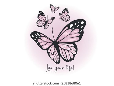 pink  butterfly vector margarita mariposa stationery,mug,t shirt,phone case fashion slogan style spring summer sticker 