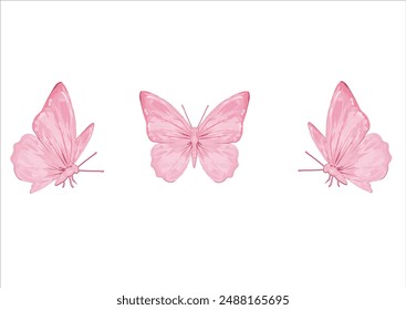 pink butterfly Watercolor colorful butterflies, isolated on white background. blue, yellow, pink and red butterfly spring illustration Tawny Orange Monarch Butterfly
