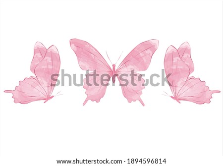 pink butterfly Watercolor colorful butterflies, isolated on white background. blue, yellow, pink and red butterfly spring illustration Tawny Orange Monarch Butterfly