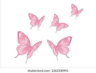 pink butterfly watercolor hand drawn design