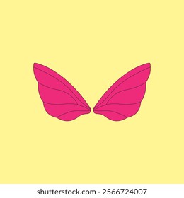 Pink Butterfly Wings vector illustration on yellow background. Wings with a pattern