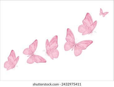 pink butterfy hand drawn design vector