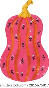 Pink Butternut Squash with Flower Pattern Pumpkin Thanksgiving