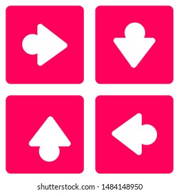 Pink Button Arrows Set Vector Illustration