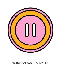 Pink Button Flat design style round fastener symbolizing sewing detail ideal for textile design and garment decoration.