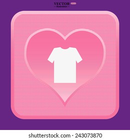 pink button with heart, Tshirt, vector illustration, EPS 10